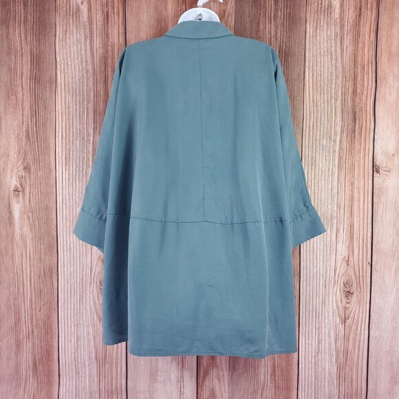 *READ* COS Womens Large Draped Wide Fit Shirt 3/4 Sleeves Button Up Boxy Top - Picture 6 of 14